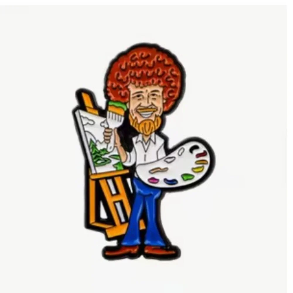 “Bob Ross”‎ Enamel Pin Brooch (NEW & SO CUTE!)